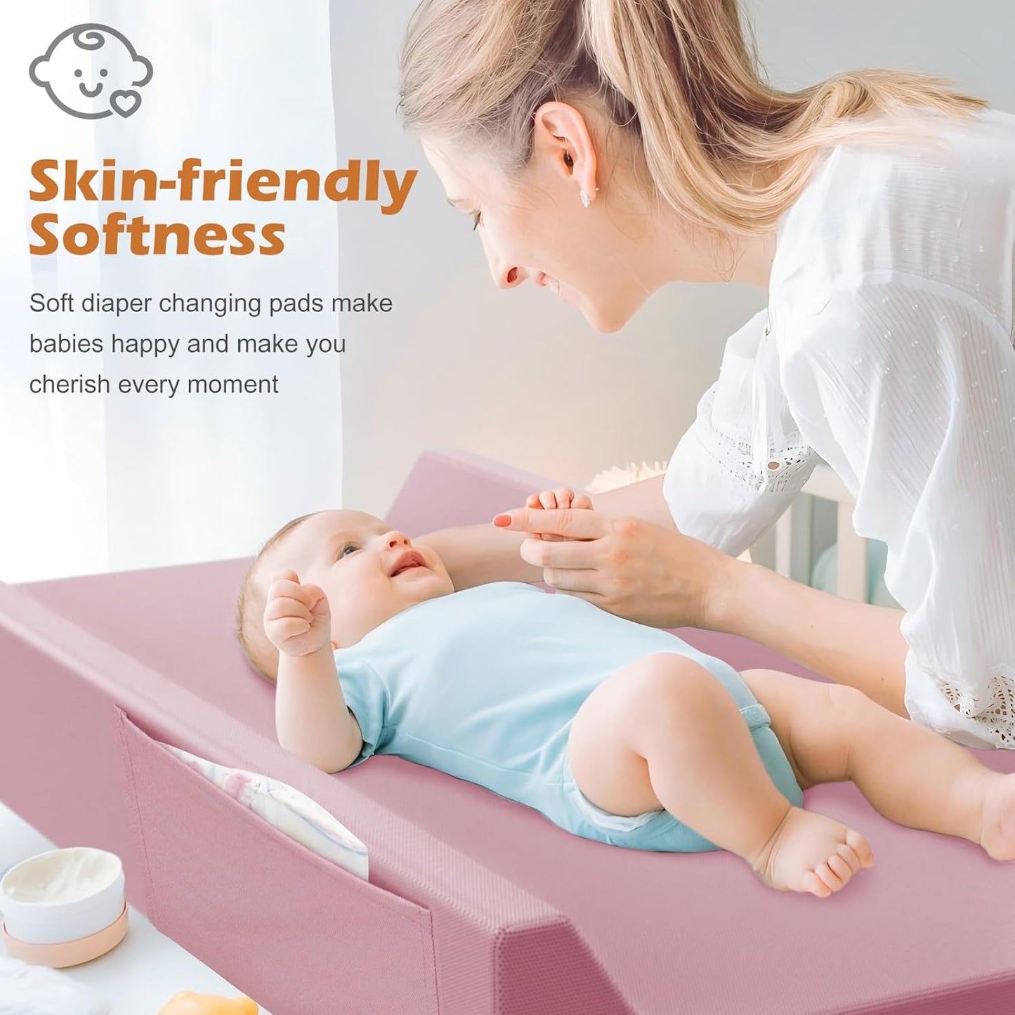 Vegan Leather Baby Changing Pad, Waterproof & Wipeable Soft Diaper Changing Mat 32“ x 16.6"