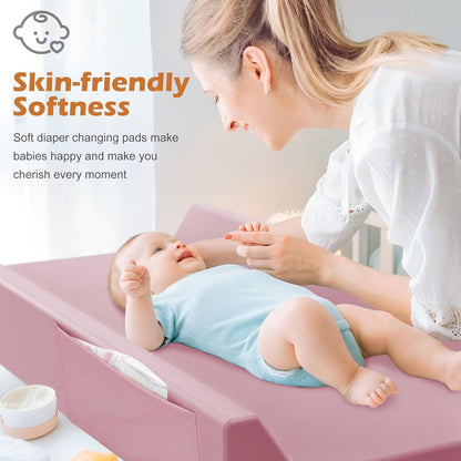 Vegan Leather Baby Changing Pad, Waterproof & Wipeable Soft Diaper Changing Mat 32“ x 16.6"