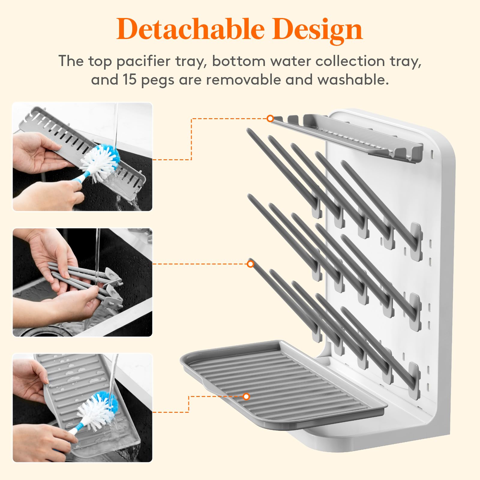 Lifewit 15-Hooks Baby Bottle Drying Rack for Countertop