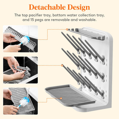 Lifewit 15-Hooks Baby Bottle Drying Rack for Countertop