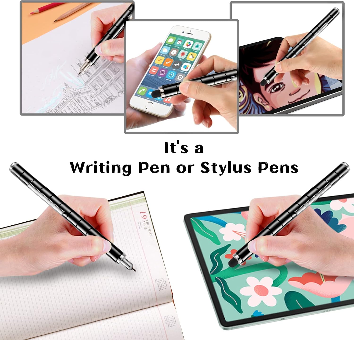 Black Fidget Pen Toy, Sensory Tool EDC Fidgeting Game for Adults, Cool Gadget Best for Stress and