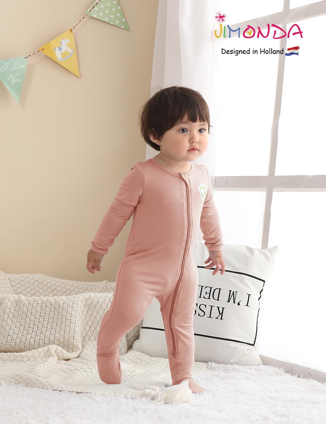 Jimonda Bamboo Baby Pajamas,Unisex Boys Girls One-Piece Footies,Long Sleeve Sleepers 2-Way Zip