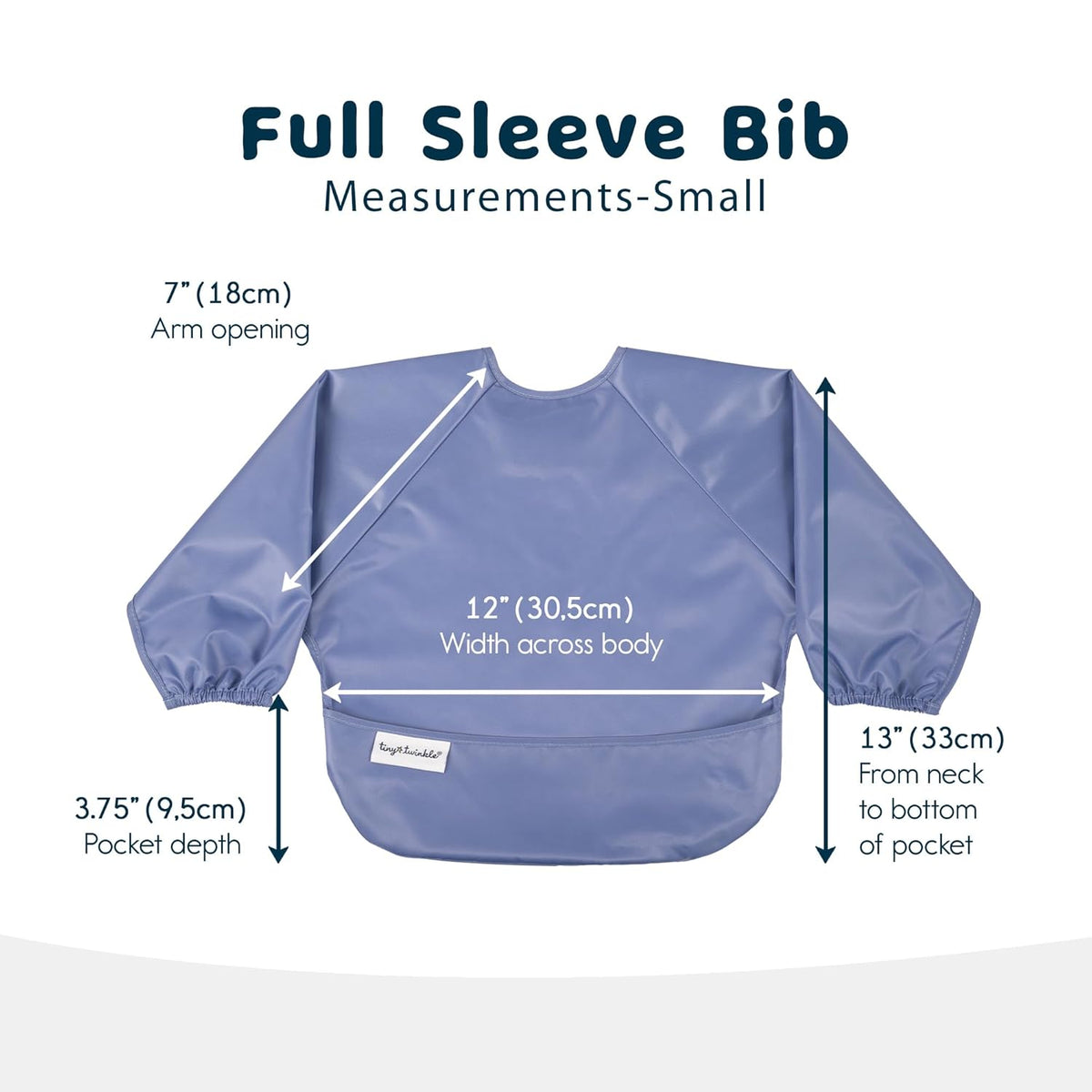 Tiny Twinkle Mess Proof Baby Bibs, 2pk Waterproof Smock Baby Bibs for Eating, Machine Washable Long