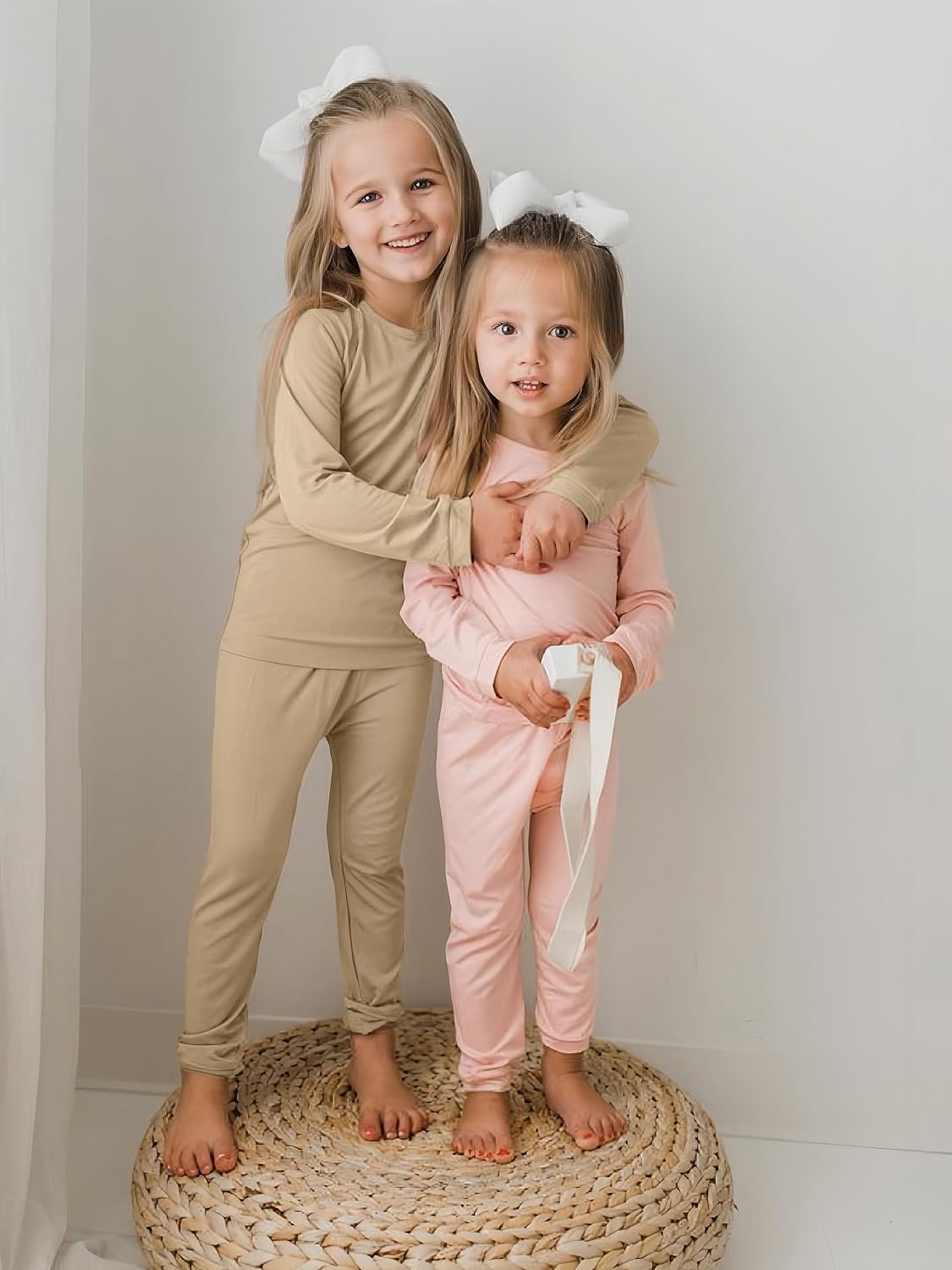 BABY 2T-10Y Toddler Kids Girls Boys Soft Comfy Viscose 2pcs Set Long Sleeve Plain Shirts and Pants