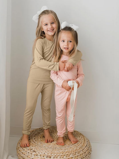 BABY 2T-10Y Toddler Kids Girls Boys Soft Comfy Viscose 2pcs Set Long Sleeve Plain Shirts and Pants