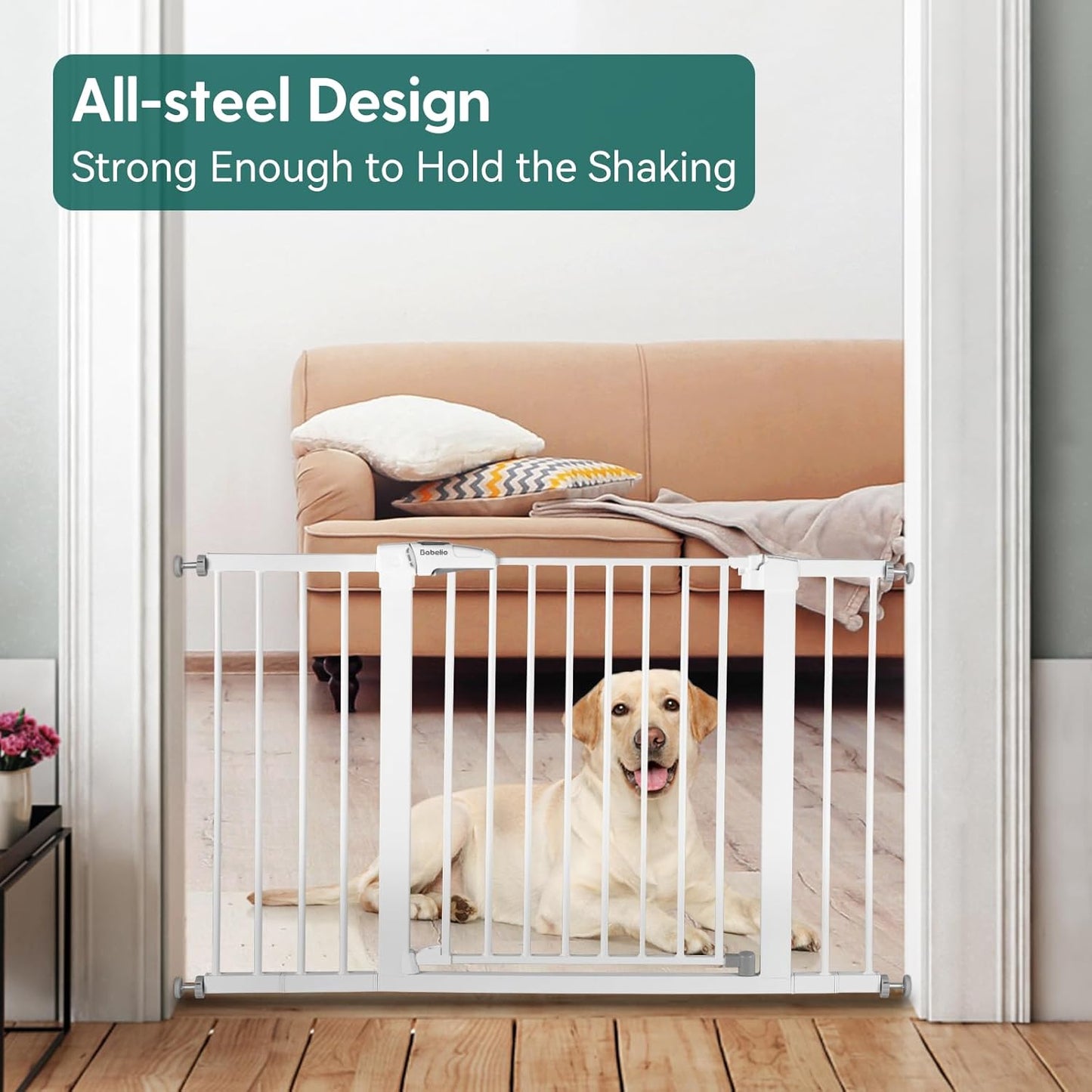 Babelio Baby Gate, 29-48 Inch Auto Close Pet Gate, Easy Install Pressure-Mounted Safety Gate, Extra