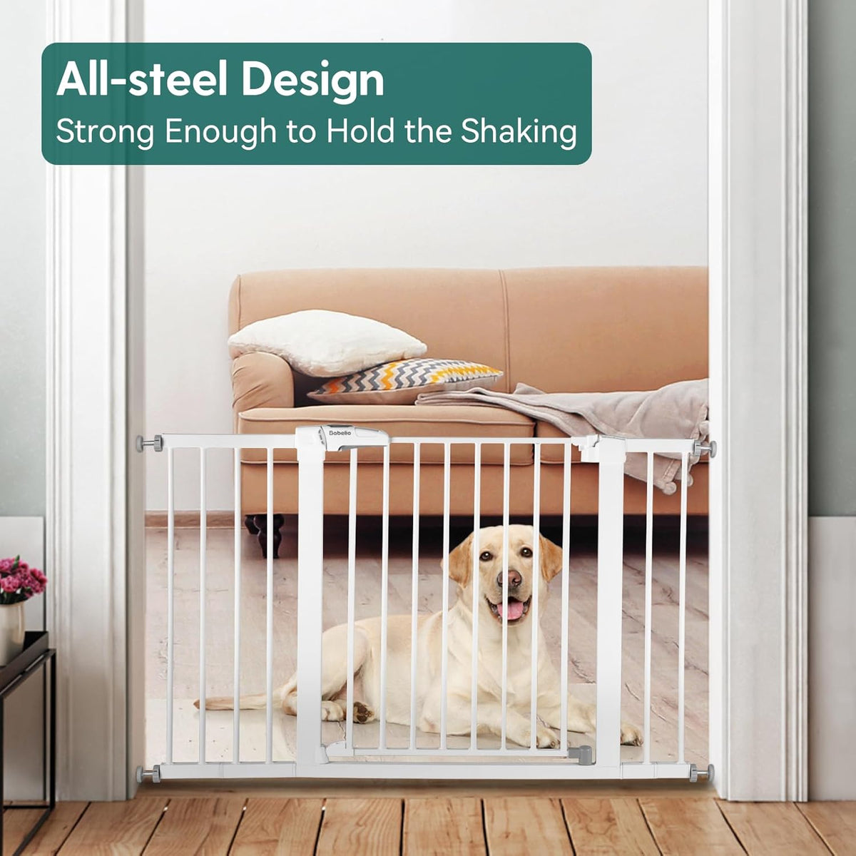 Babelio Baby Gate, 29-48 Inch Auto Close Pet Gate, Easy Install Pressure-Mounted Safety Gate, Extra