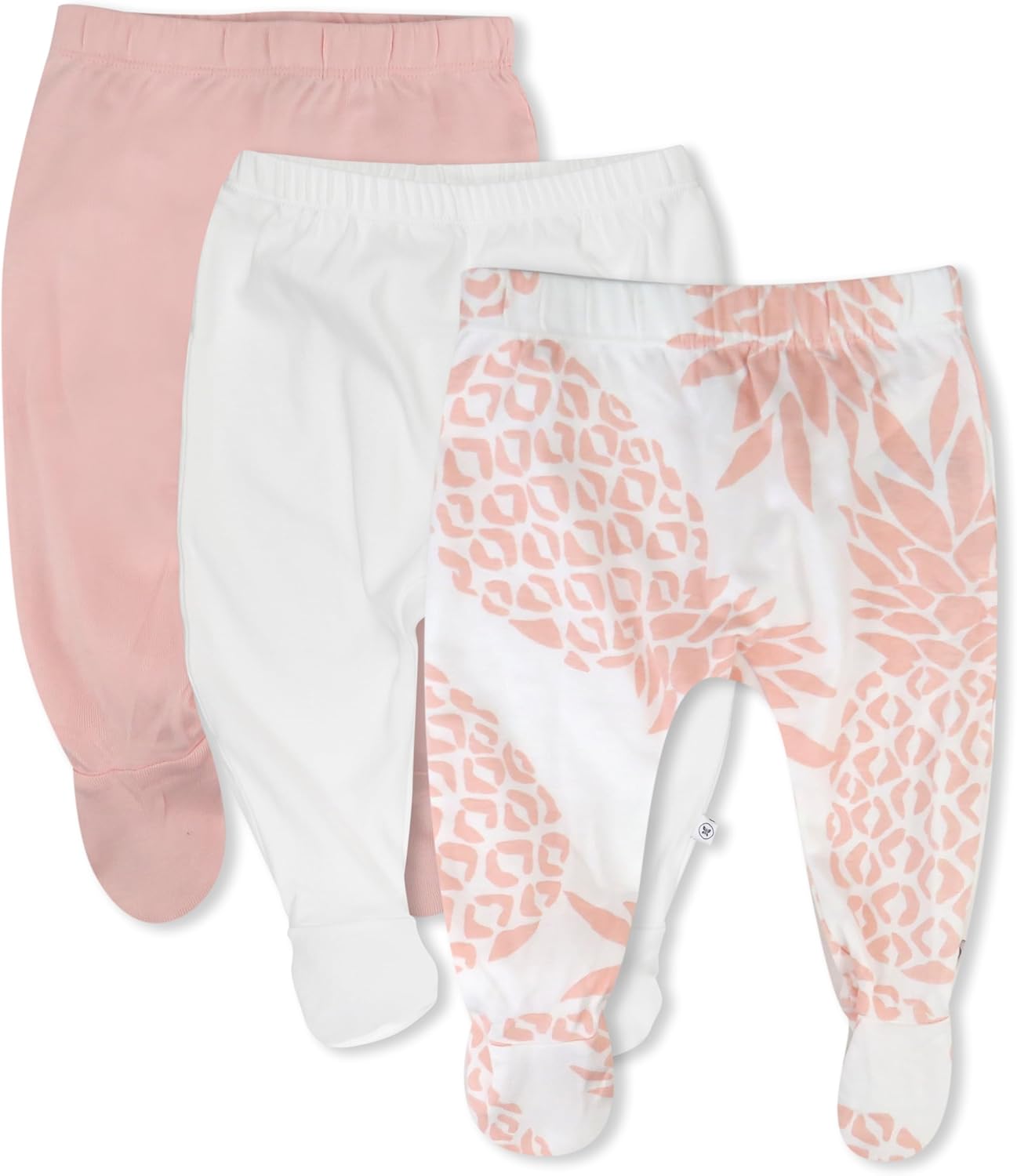 HonestBaby 3-pack Footed Pants Roomy Fit Pull on Bottoms 100% Organic Cotton for Infant Baby Boys