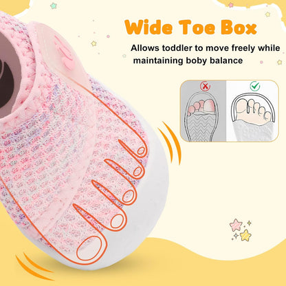 FEETCITY Baby First Walking Shoes Wide Baby Shoes Infant Sneakers Newborn Crib Shoe Barefoot