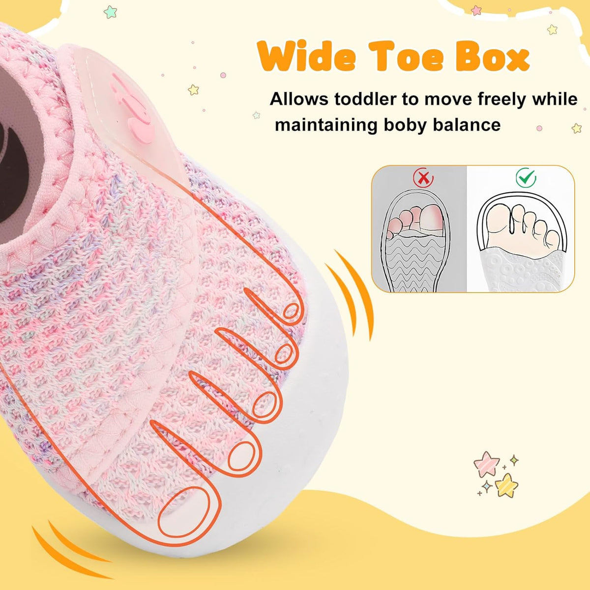 FEETCITY Baby First Walking Shoes Wide Baby Shoes Infant Sneakers Newborn Crib Shoe Barefoot