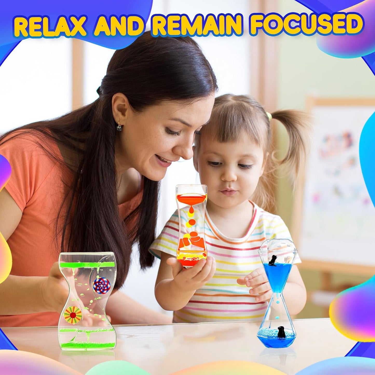 3 Types Liquid Motion Bubbler Liquid Timers for Kids Sensory Fidget Toys Small Calming Toys Autism