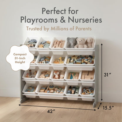 Humble Crew Kids Toy Organizer with 16 Bins, 4 Tier Storage for Playroom