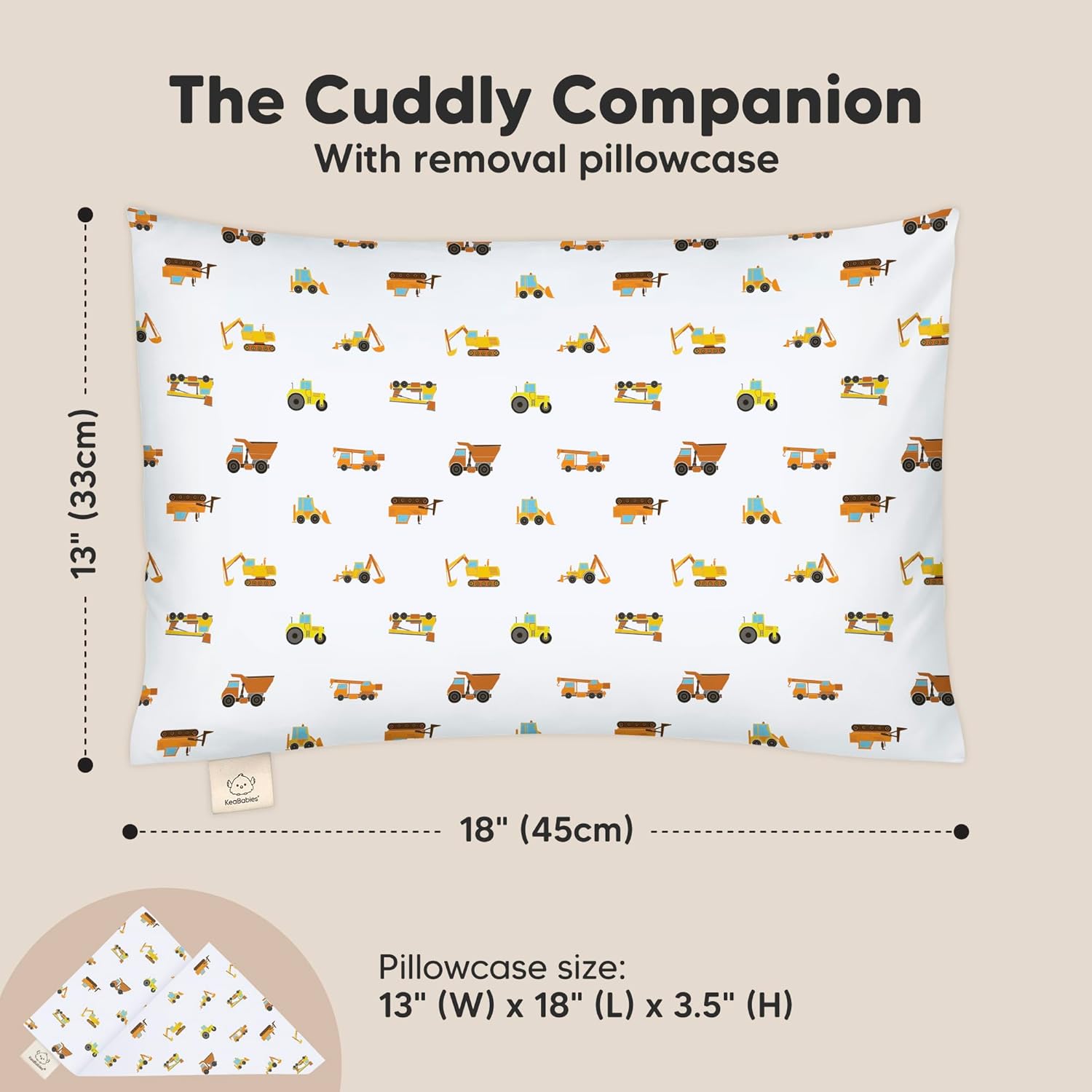 Toddler Pillow with Pillowcase - 13x18 My Little Cuddly Pillow, Viscose Derived From Bamboo Nursery