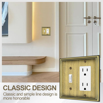 Combination Metal Light Switch Covers Wall Plate, 1 Toggle/1 Decorator Switch Plate Outlet Covers