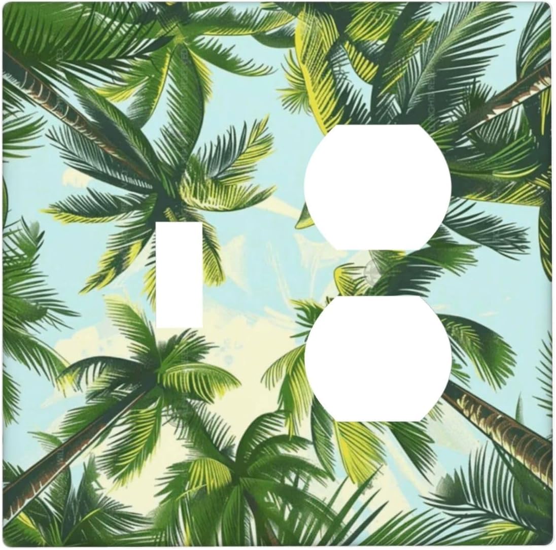 Summer Sky Coconut Palms Trees Green Plants Leaf Wallplates 1 Toggle 1 Duplex Switch Plate