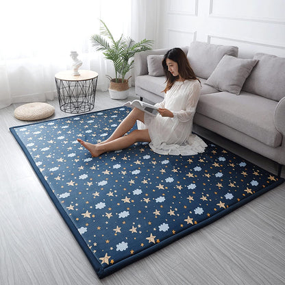 Loartee Coral Velvet Area Rug - 1" Thick Memory Foam Baby Play Mat, Washable Toddler Carpet, Home