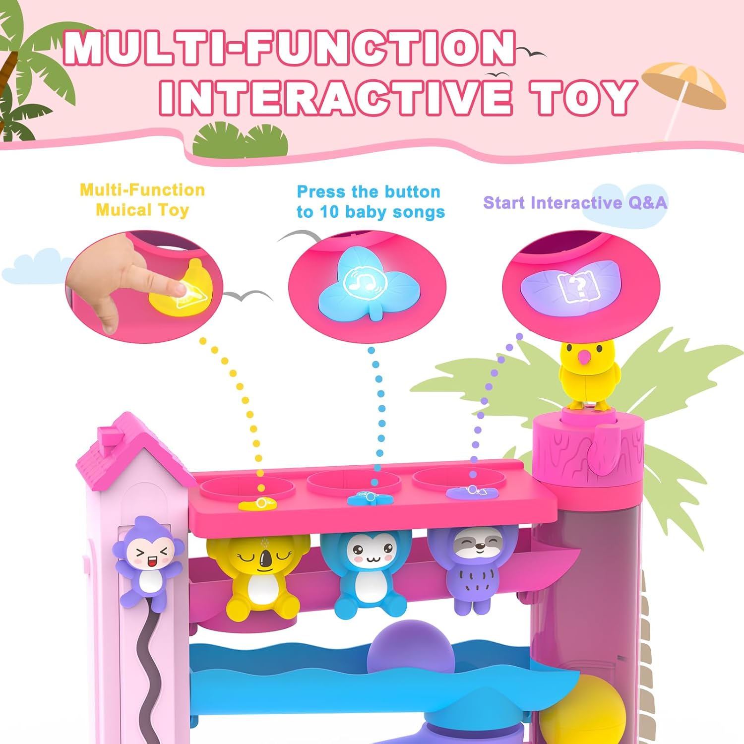 Toddler Musical Toys for 1+ Years Old Girls,Fine Motor Skills Developmental Baby Toy 12-18-24+