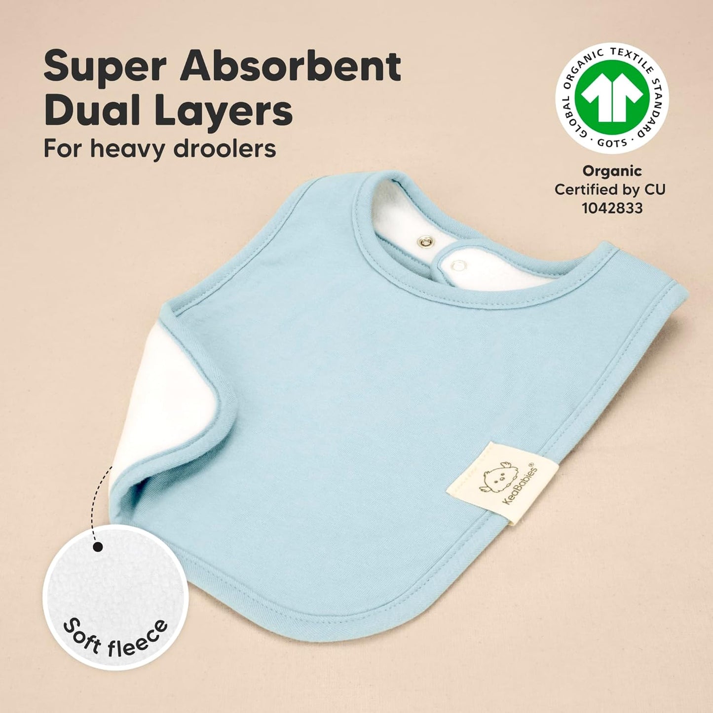 KeaBabies 8-Pack Organic Baby Bibs for Boys, Girls - Super Absorbent Cotton Drool Bibs for Baby