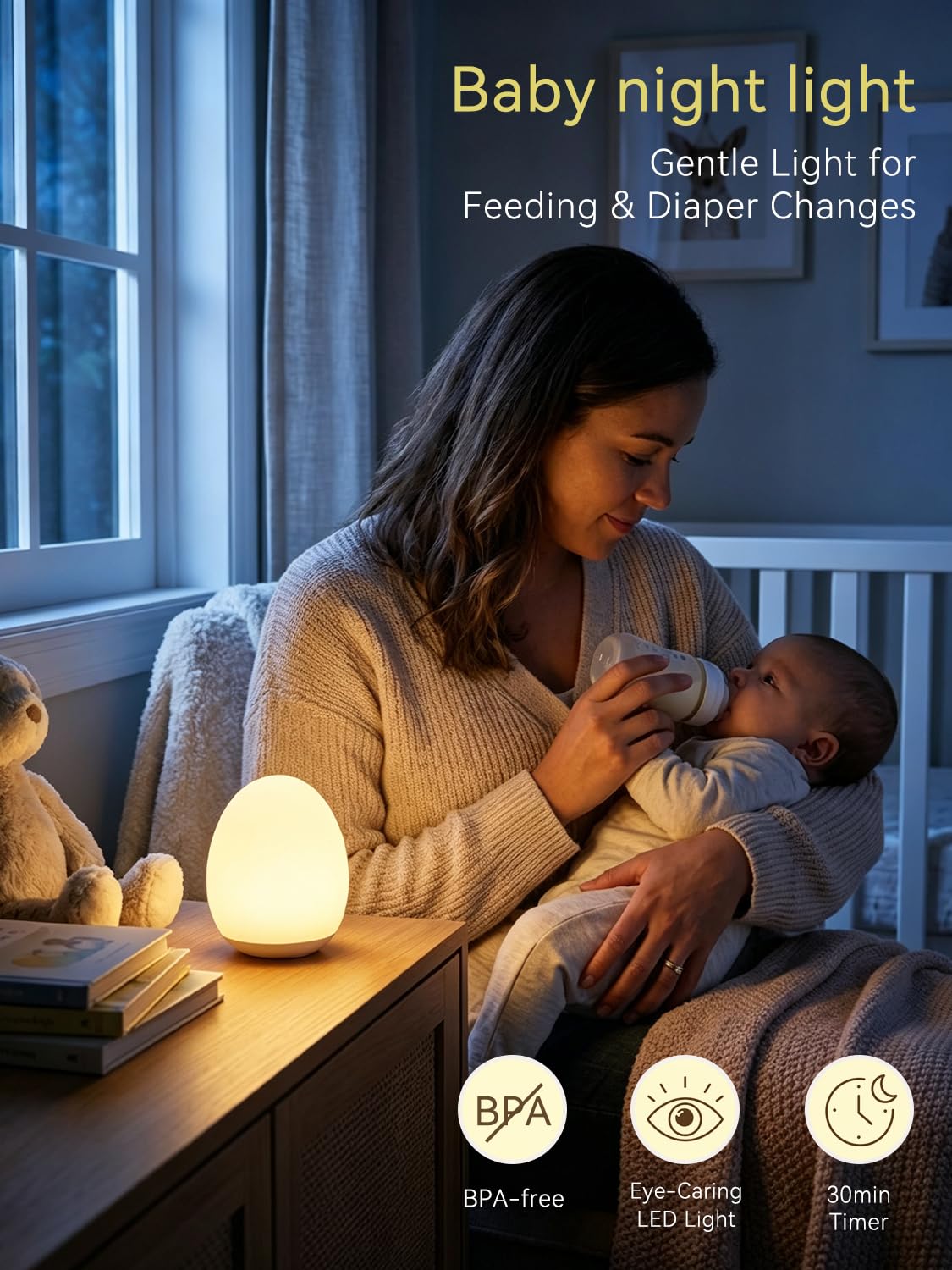 AuroraNiteBeam Night Light for Kids,Egg Night Light for Baby Nursery