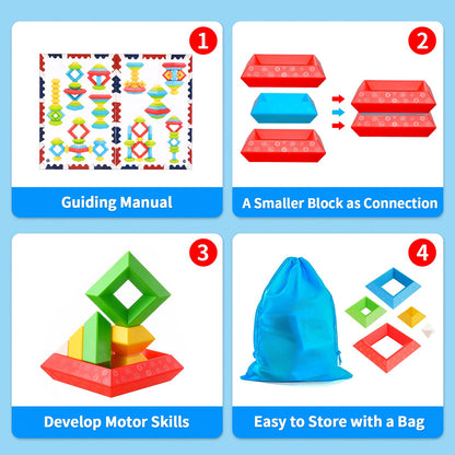 Hieoby Montessori Toys for Toddlers Boys Girls Preschool Learning Activities 30Pcs Building Blocks
