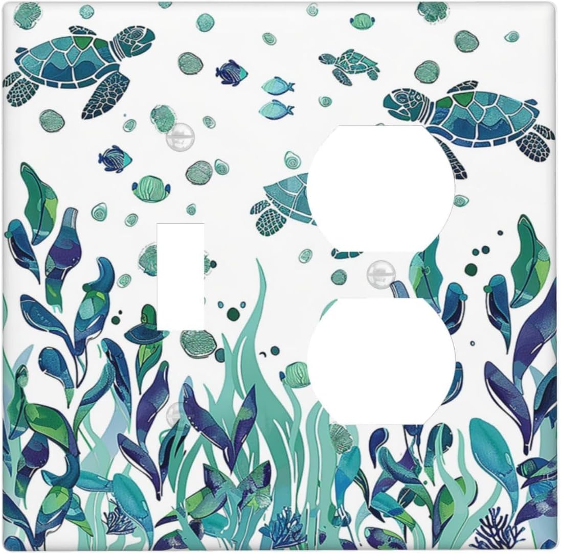 Wallplates Vibrant Turtle Seagrass Watercolor Painting 1 Toggle 1 Duplex Switch Plate Electrical