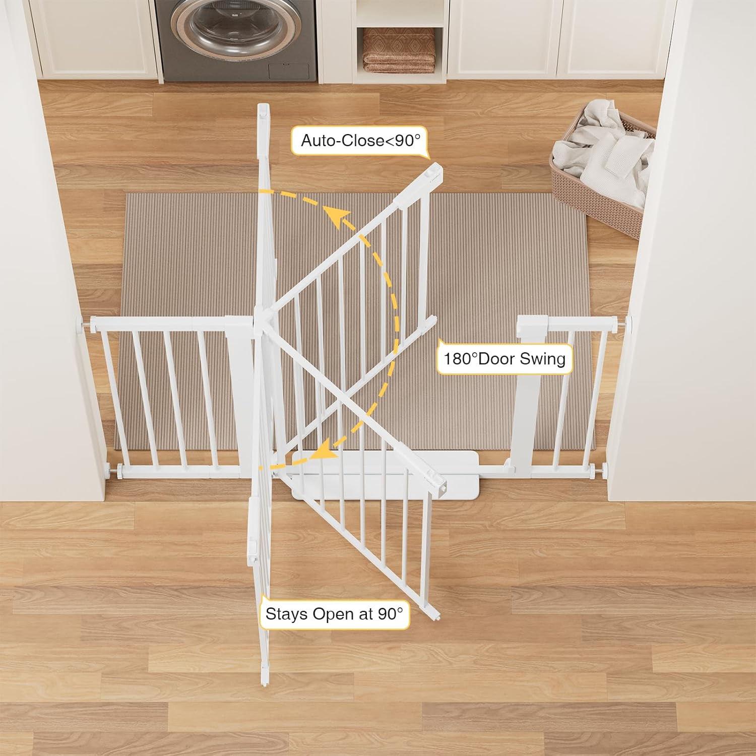 Cumbor 29.7-48" Baby Gate for Stairs, Mom's Choice Awards Winner-Dog Gates for Doorways, Auto Close