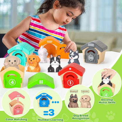 Toddler Toys for 1 2 3 Year Old, 20 Pcs Dog Toys for Kids, Montessori Educational Counting