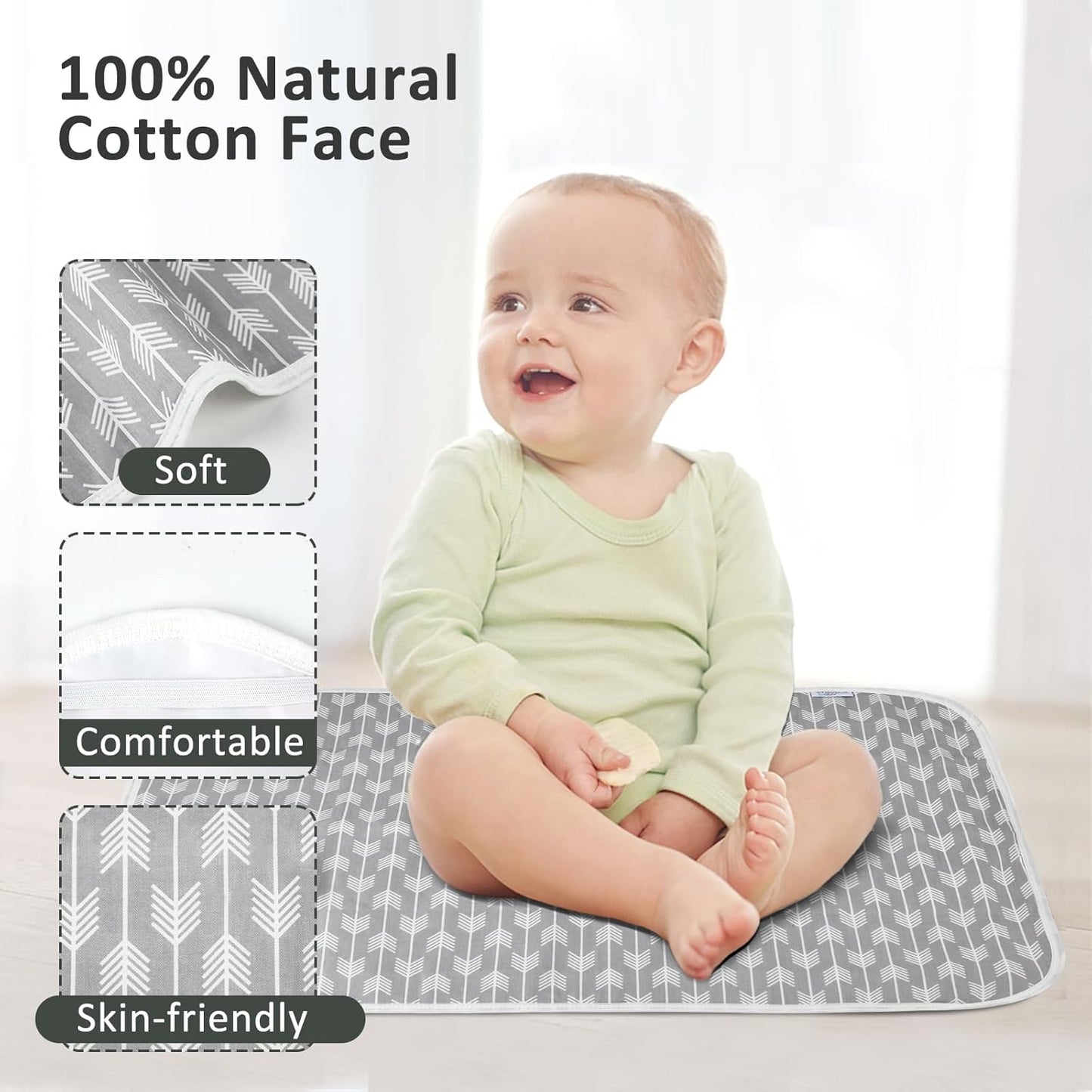 Baby Diaper Changing Pad, 21 5/8" x 31.5" Waterproof Changing Pad Liners - Reusable Soft and