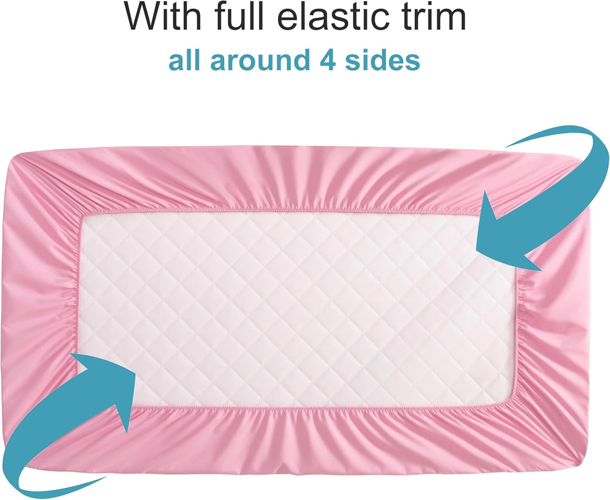 NTBAY 2 Pack Waterproof Mini Crib Mattress Protector, Quilted 24"x38" Fitted Mattress Cover