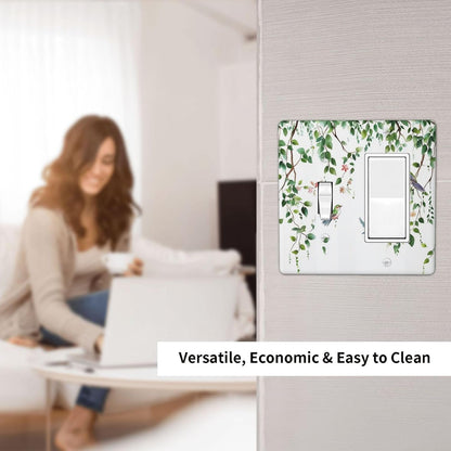 Outlet Covers Green Leaves Bird Eucalyptus Sage Plant 1 Toggle 1 Rocker Combination Decorative Wall