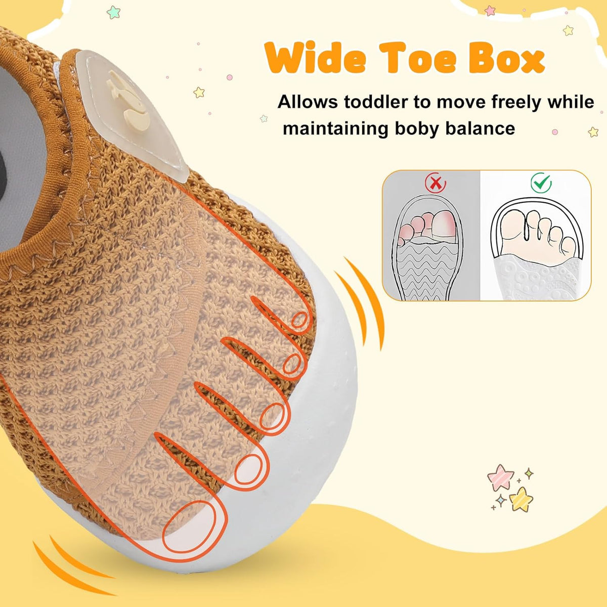 FEETCITY Baby First Walking Shoes Wide Baby Shoes Infant Sneakers Newborn Crib Shoe Barefoot