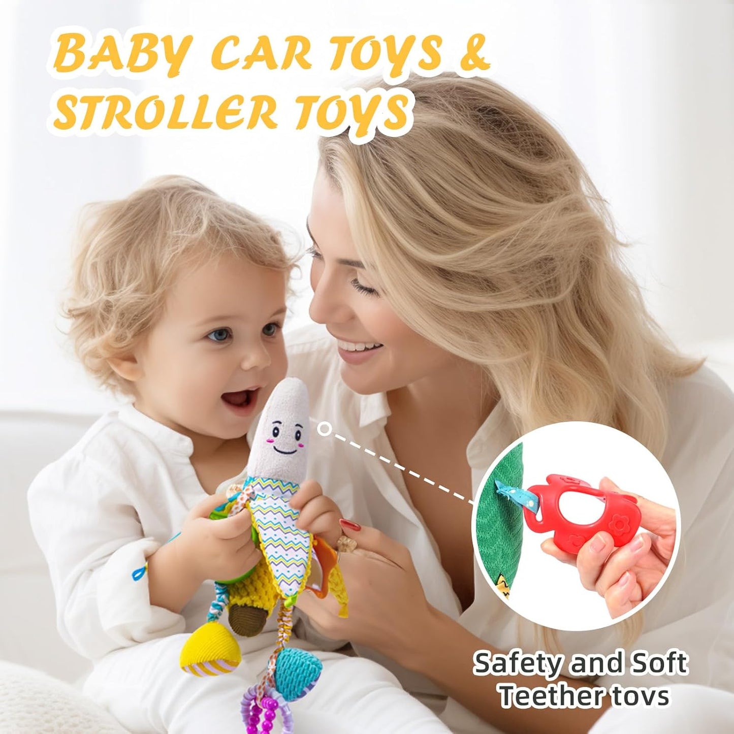 Jollybaby Stroller Rattle Toys for Car Seat Parm, Fruit Plush Hanging Infant Crib Bed Travel