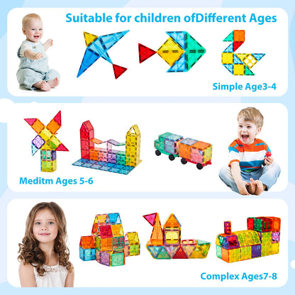 Anbalulu 134PCS Magnetic Building Tiles, Gift for Boys and Girls Ages 3+