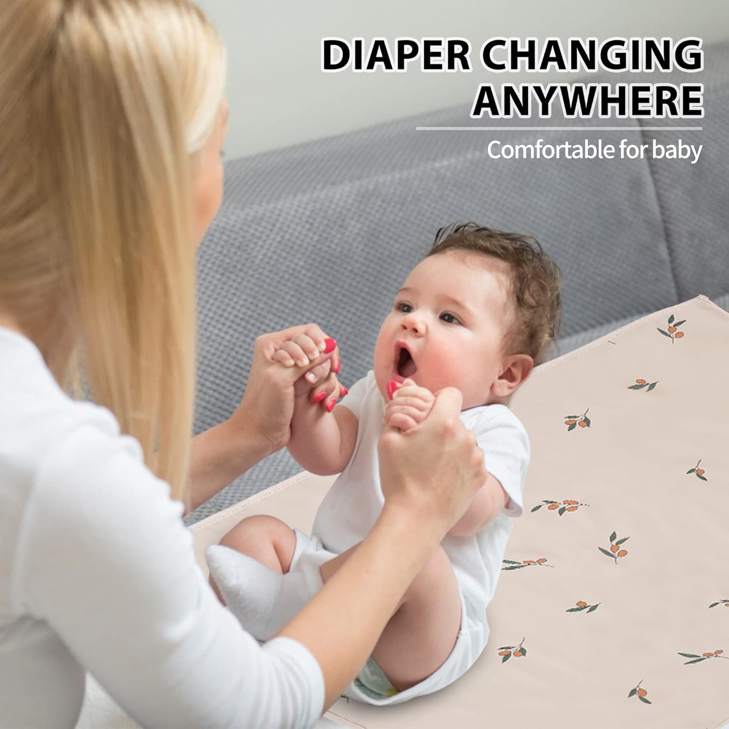Vegan Leather Baby Changing Mat - Wipeable Portable Changing Pad, Foldable Travel Changing Mat for