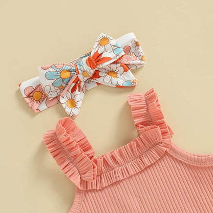 fhutpw Baby Girl Clothes Summer Cute Outfits 3 6 12 18 Months Spaghetti Strap Romper & Floarl