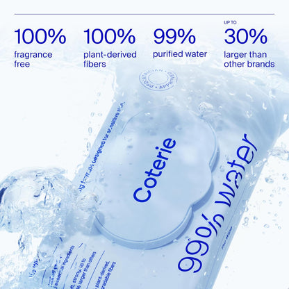 Coterie Baby Wipes for Sensitive Skin, Plant-Based & Plastic-Free Fibers, 99% Water