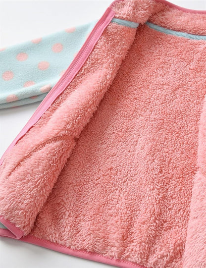 Kids Printed Polar Fleece Jacket Toddler Baby Boys Girls Autumn Winter Warm Sherpa Lining Outerwear