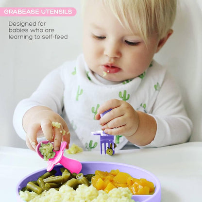 Grabease Baby Spoons Baby Led Weaning Supplies Toddler Forks Feeding, BPA-Free & Phthalate-Free for