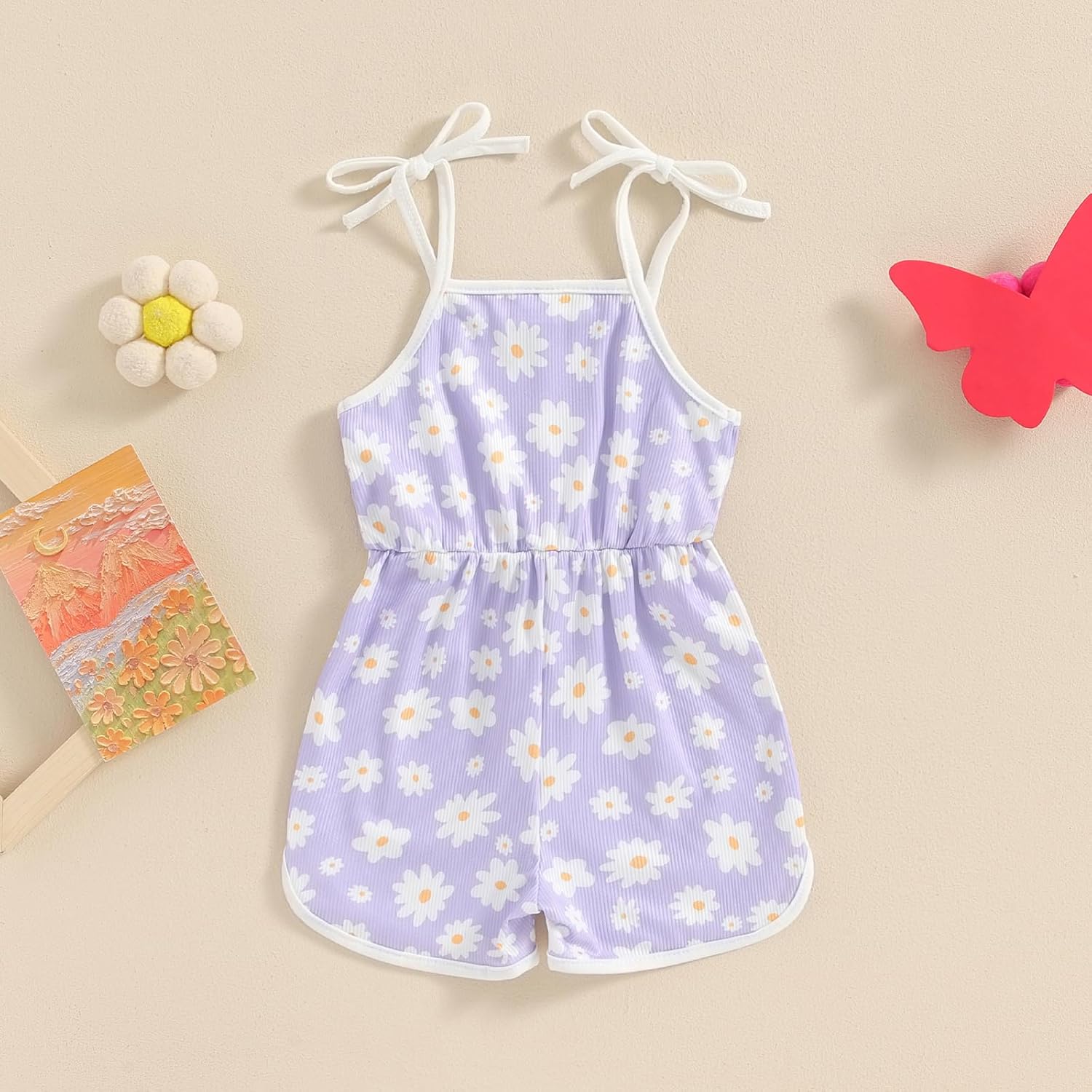 WZTYYDS Toddler Baby Girl Summer Clothes Floral Romper Tie-Up Strap Halter Jumpsuit Infant Summer