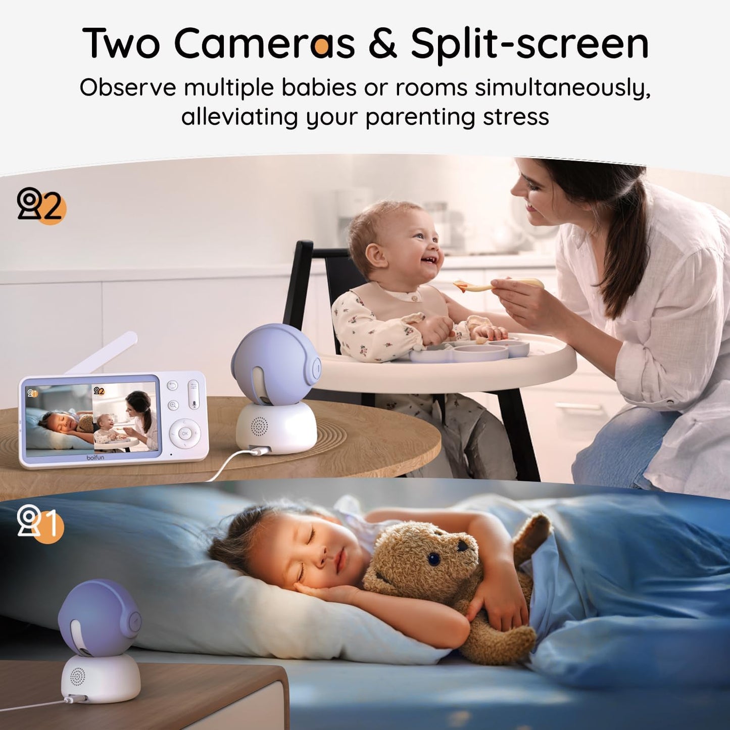 BOIFUN Additional Baby Camera Specifically Compatible with Baby2TM Video Baby Monitor, 360° Camera