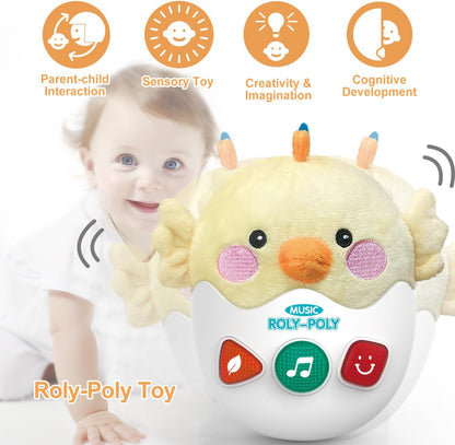 Baby Toys 0-6-12 Months, Chick Musical Plush Cute Stuffed Animal Infant Tummy Toys with Light &