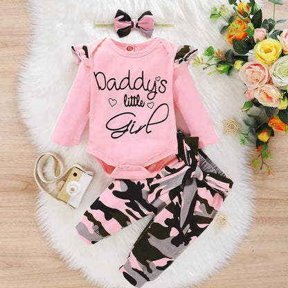 Newborn Baby Girl Clothes, Infant Girl Outfits Long Sleeve Ruffle Romper + Floral Pants + Headband