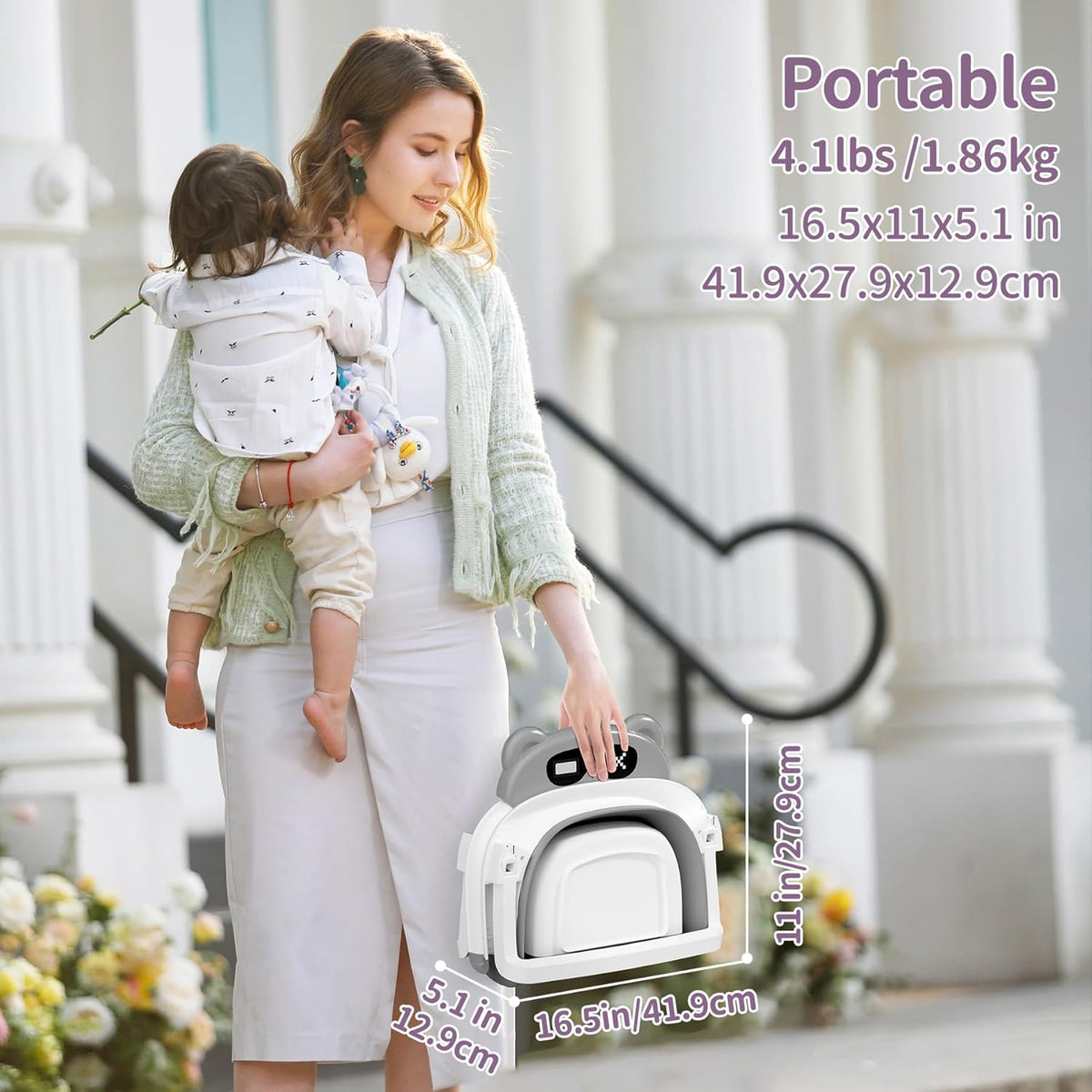 Collapsible Baby Bathtub for Newborn to Toddler (0-18 Month) - Portable Baby Bath Tub for Travel
