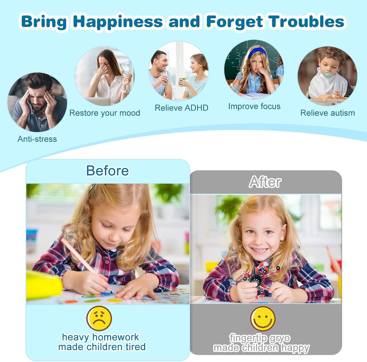 Zhanmai Transformable Fidget Spinners Fidget Toys for Kids and Adults Stress Relief Sensory Toys