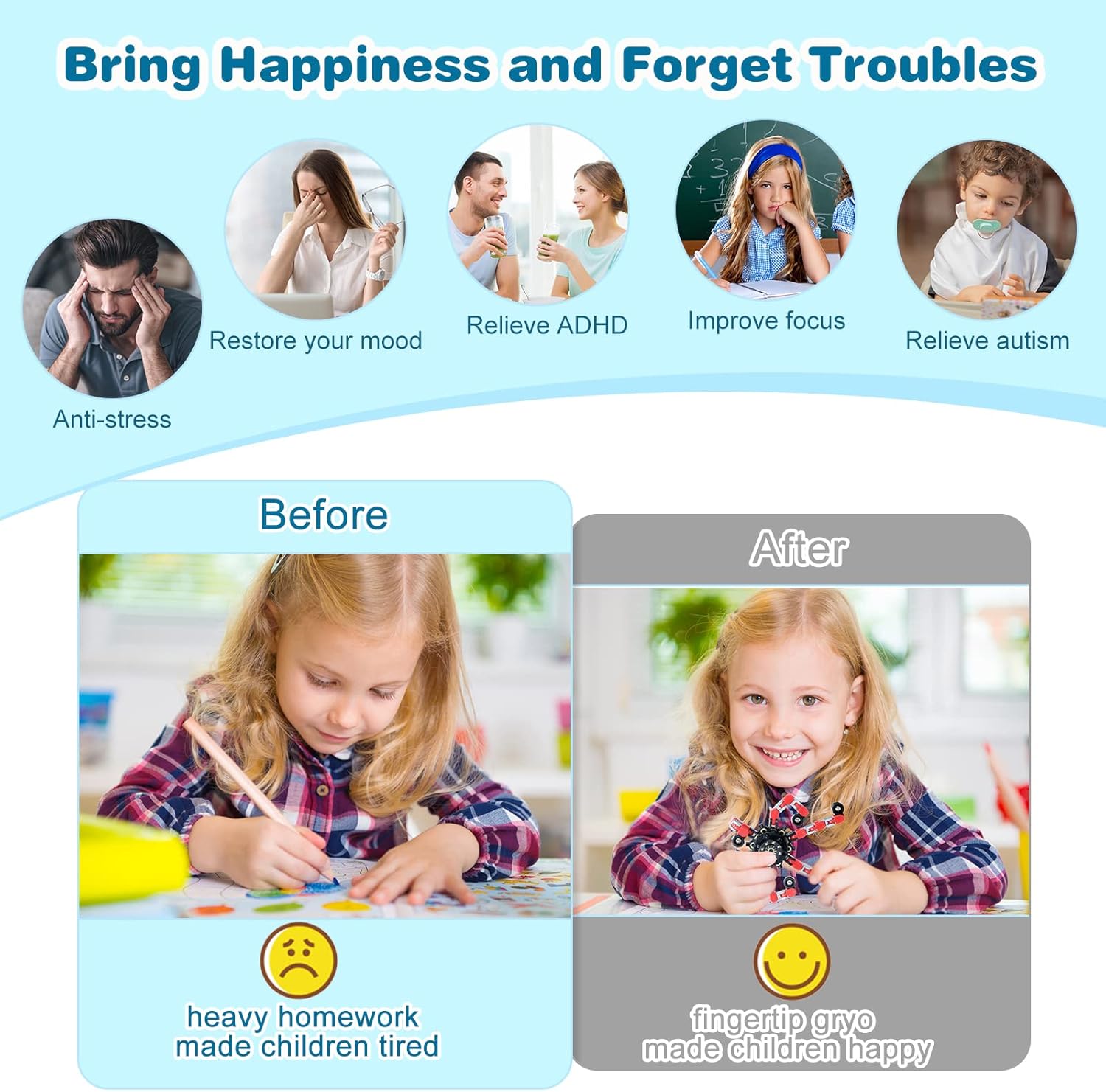 Zhanmai Transformable Fidget Spinners Fidget Toys for Kids and Adults Stress Relief Sensory Toys