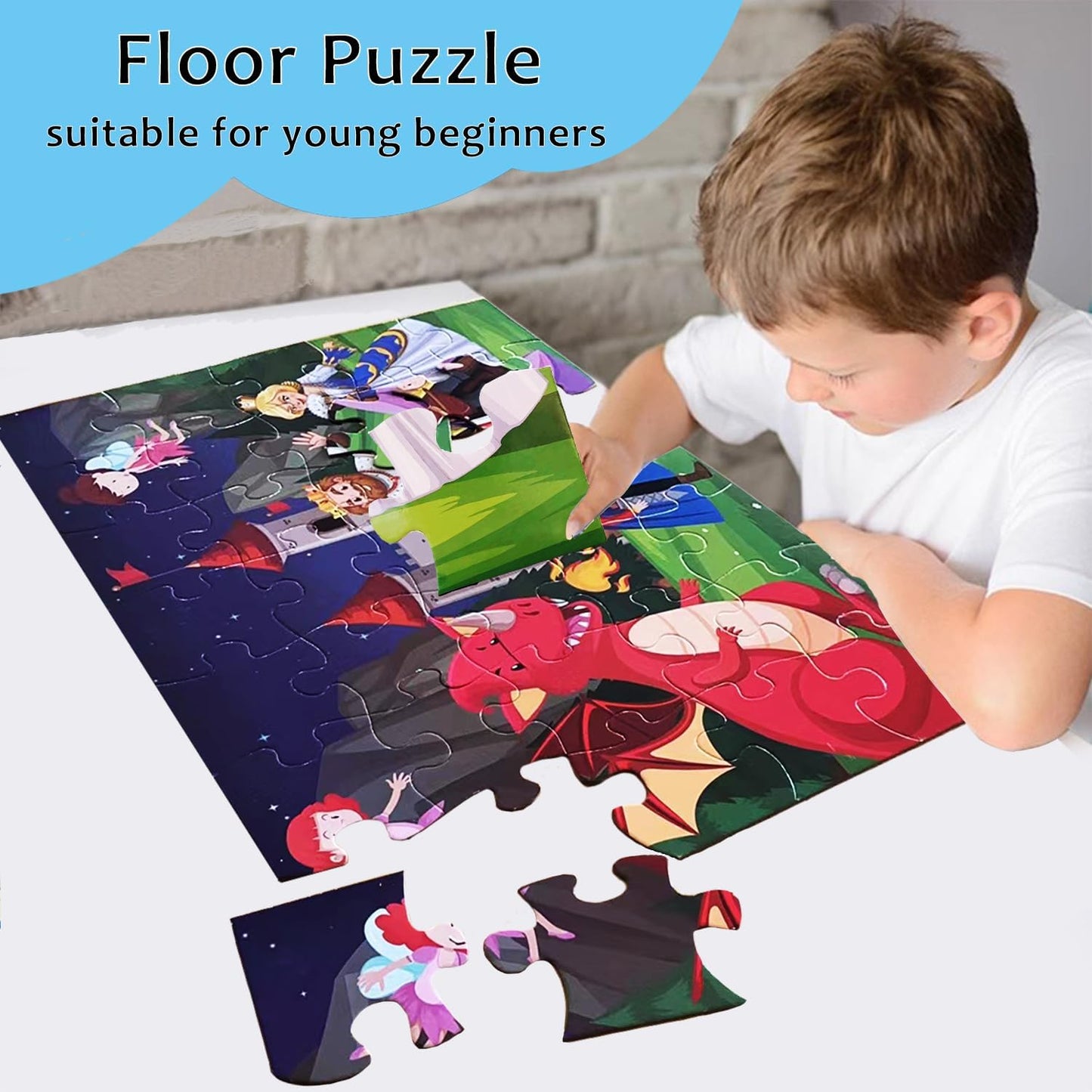 Jumbo Fairy Tales Floor Puzzle for Kids, Large Jigsaw Puzzles 35 Piece for Kids Ages 3-5,Preschool