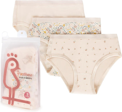 Feathers Floral Print Snug Tagless Cotton Underwear – Girls Underwear Briefs Super Soft Panties (3