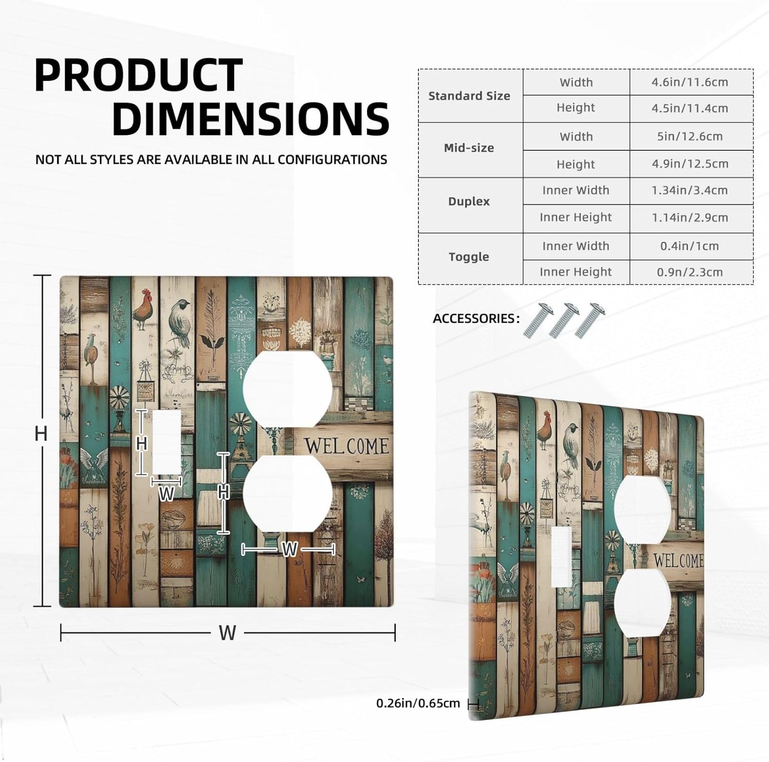 Wallplates Vintage Wood Brown Turquoise Splicing 1 Toggle 1 Duplex Switch Plate Electrical Gfci