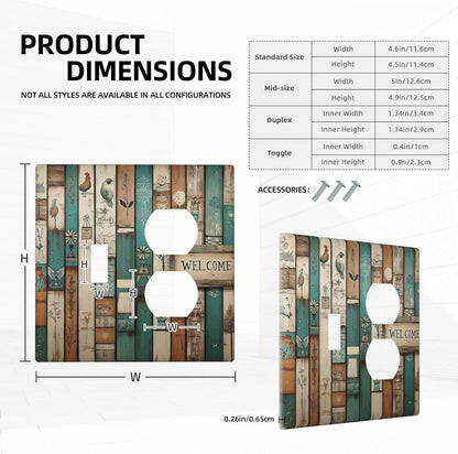 Wallplates Vintage Wood Brown Turquoise Splicing 1 Toggle 1 Duplex Switch Plate Electrical Gfci