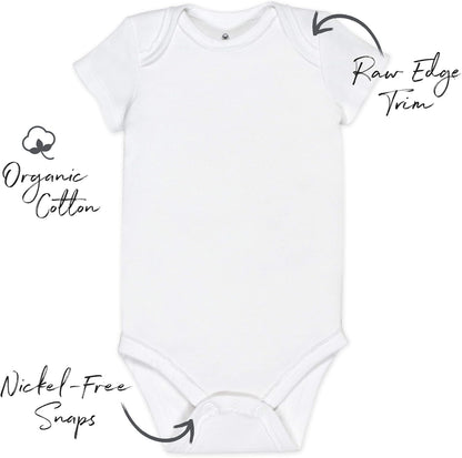 HonestBaby unisex-baby 10-pack Short Sleeve Bodysuits One-piece 100% Organic Cotton for Infant Baby